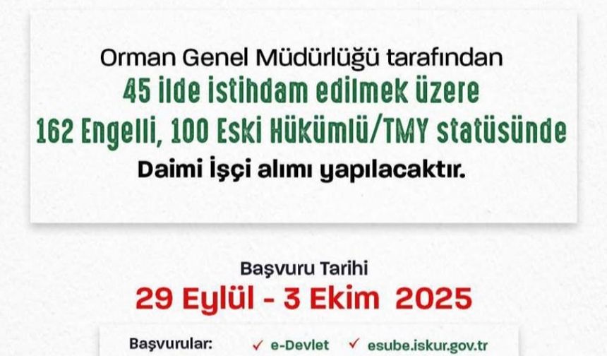 162 Engelli, 100 Eski Hükümlü İçin İş Fırsatı
