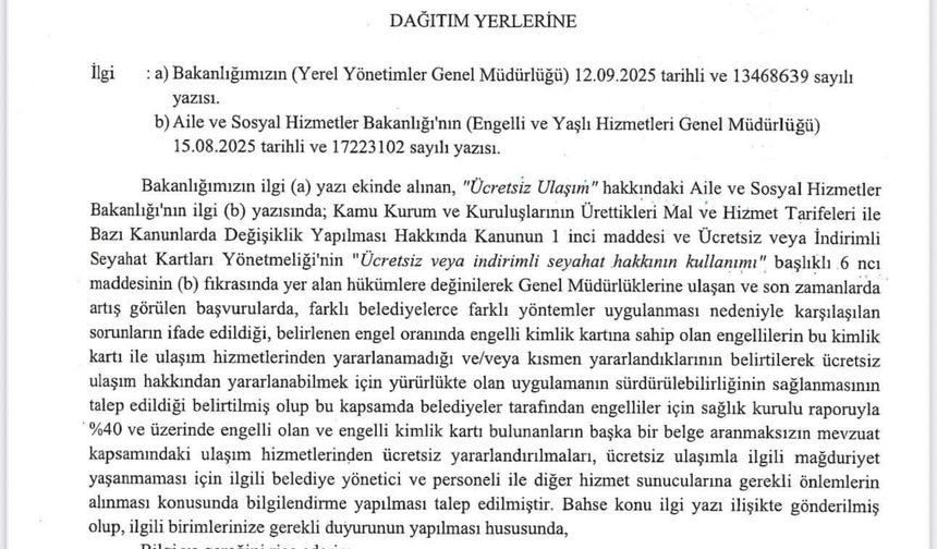 Valilikten Belediyelere Uyarı: Engellinin Ulaşım Hakkı Engellenemez!