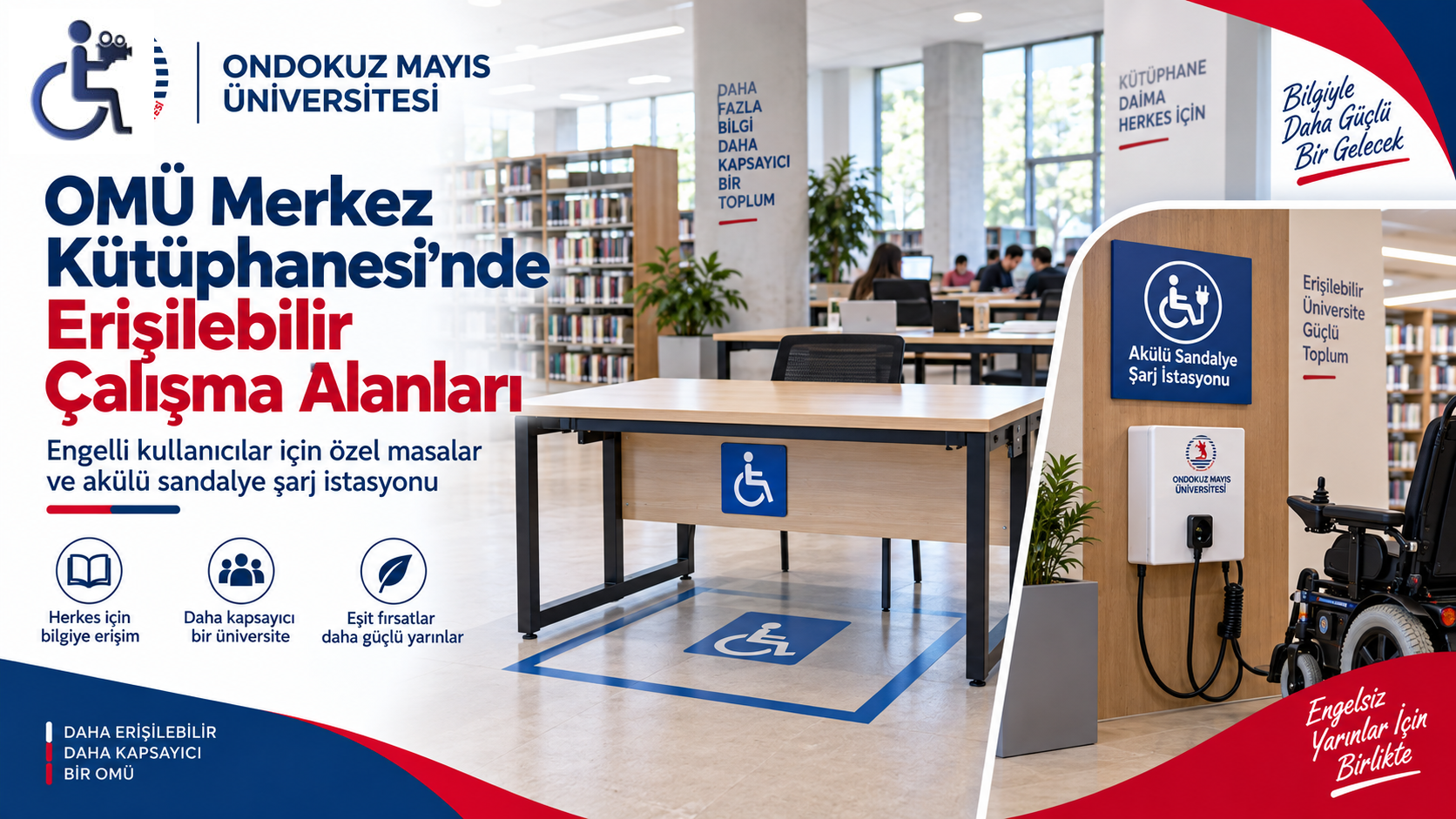 OMÜ Merkez Kütüphanesi’nde Engelli Kullanıcılar İçin Erişilebilir Çalışma Alanları